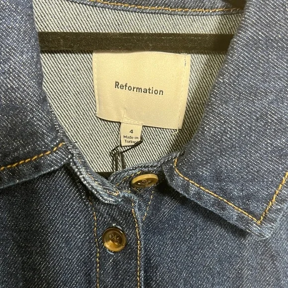 REFORMATION women’s ARELLA DENIM MINI DRESS NWT size 4, 10, 12 - Picture 10 of 16